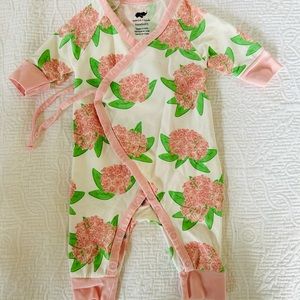 Sweet Monica and Andy hydrangea romper. Size newborn.
